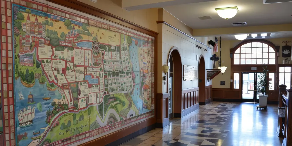 A museum visitor using a mobile gallery map instead of a paper guide